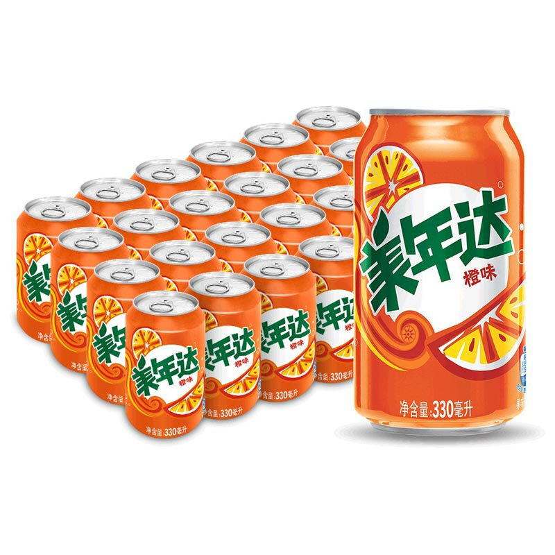 百事可乐 果味型汽水 美年达橙味 330ml24罐/箱
